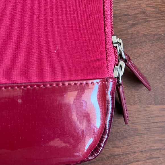 Cherry red neoprene and patent laptop sleeve from Cole Haan. Fits 14” laptop. - Picture 3 of 5